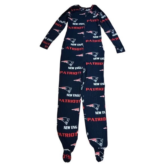 New England Patriots Women's Small Footed Sleeper Pajamas 64" Long NFL Team - Picture 2 of 8